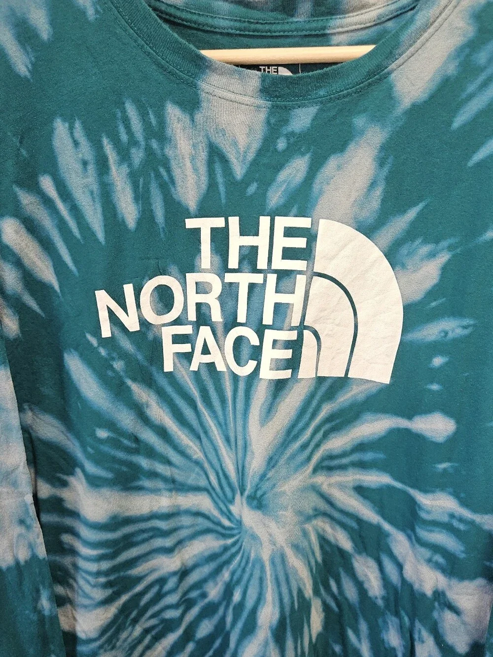 The North Face Custom Dyed 1 Of 1 Teal & White Tie-Dye Long Sleeve Tee sz XL